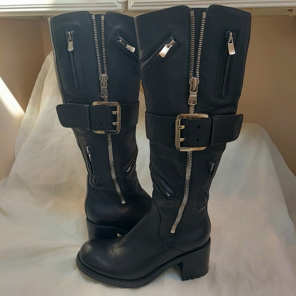 Sexy, Chic Free Lance Paris Black Leather Moto Motorcycle Boots 6.5 Portugal - Picture 12 of 16